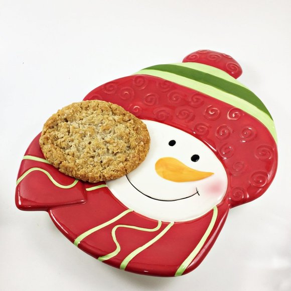 Fitz and Floyd Holiday Folk Snowman Canape Cookie Plate Treat Christmas - Picture 2 of 4